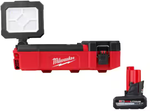 Milwaukee M12 12-Volt Lithium-Ion Cordless PACKOUT Flood Light w/USB Charging & 5.0Ah Battery Deal