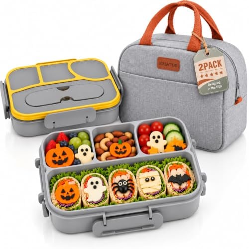 EASYFUN 2-Piece 40-Oz Lunch Bag and 4-Compartment Bento Box Set (Grey) Deal