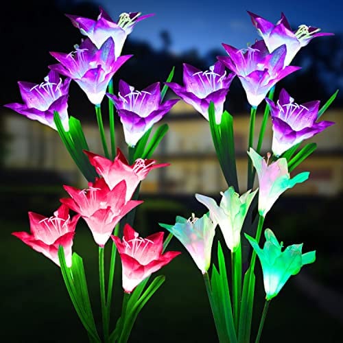 KOOPER Solar LED Lily Flowers Garden Lights 4-Pack Deal