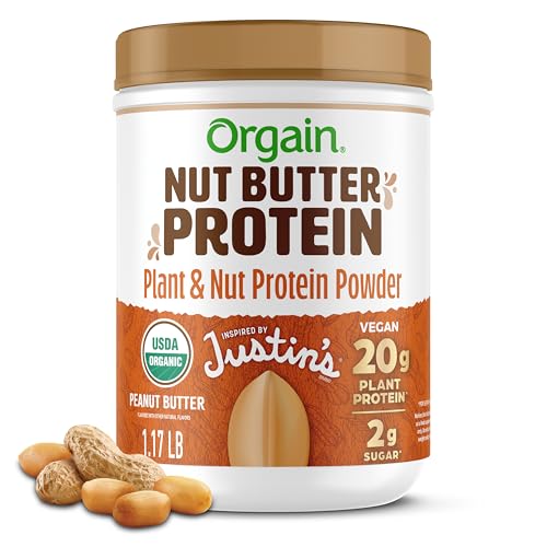 Orgain X Justin's Organic Vegan Nut Butter Protein Powder 1.17-Pound (Peanut Butter) Deal