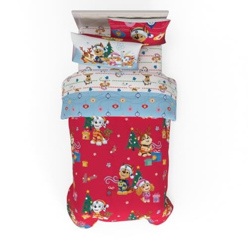 PAW Patrol Holiday & Christmas 5-Piece Twin Size Kids Bedding Comforter & Sheet Set w/ Sham