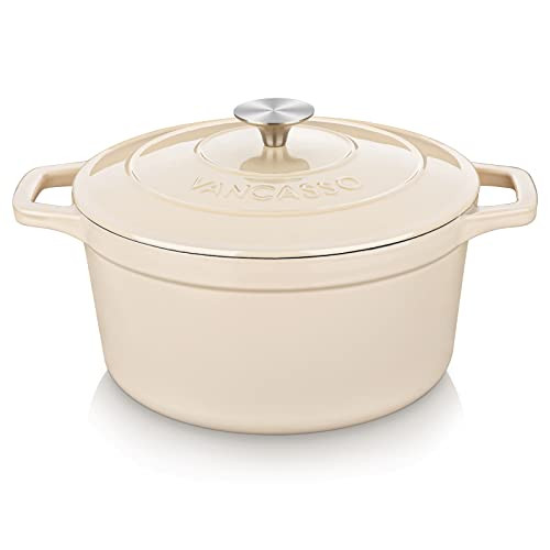 vancasso Cast Iron Dutch Oven Round Pot w/ Lid & Dual Handles 6-Qt