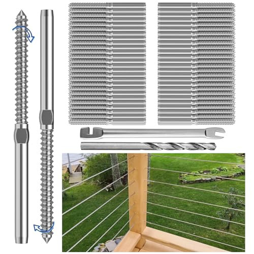 LuckIn Cable Railing Hardware 100 Pack for 1/8" Cable