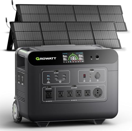 GROWATT HELIOS 3600 Portable Power Station with 400W Solar Panel, 3600Wh LFP Battery, Expandable to 240V/7200W AC Output Deal