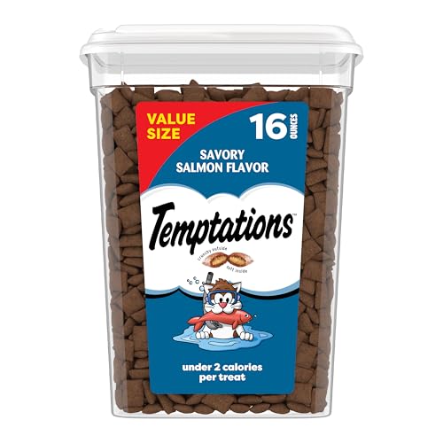 Temptations Cat Treats Classic Crunchy and Soft Cat Treats, Savory Salmon Flavor, 16 oz. Tub Deal