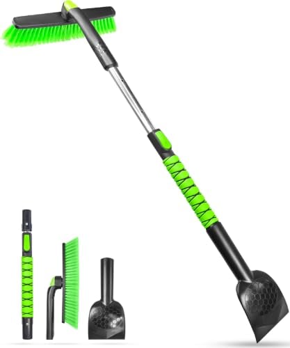SEAAES 45" Snow Brush with 5.2" Wide Ice Scraper