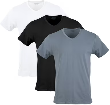 Gildan Men's Short Sleeve Cotton Stretch V-Neck T-Shirts, 3-Pack Deal