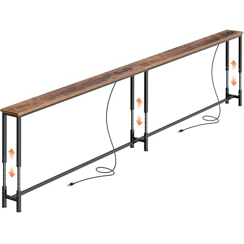 Huuger 102.4" Height Adjustable Sofa Table w/ Power Outlets