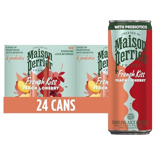 Maison Perrier French Kiss Sweetened Sparkling Juice Beverage (Peach & Cherry) 24-Pack