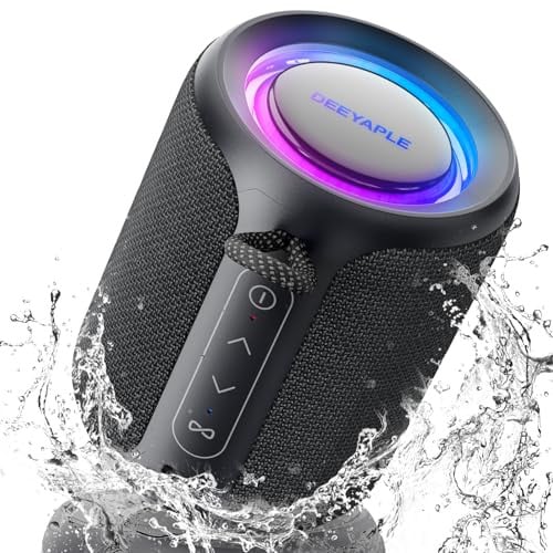 Deeyaple 15W Bluetooth 5.3 Waterproof Portable Speaker w/ Lights & TWS Pairing (Black) Deal