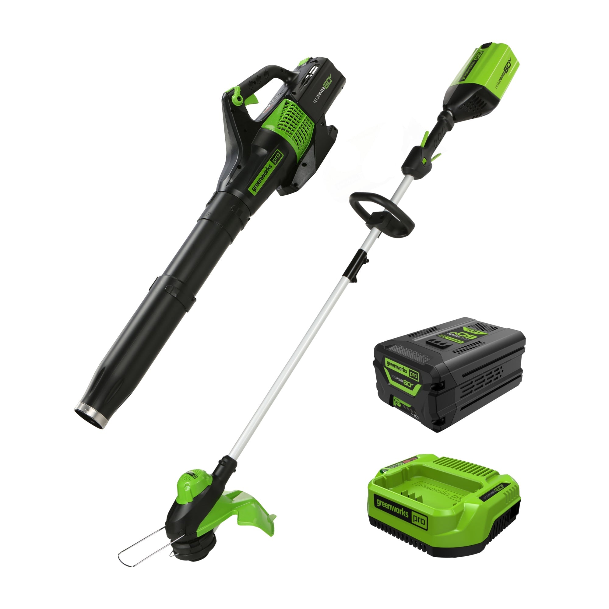 Greenworks 60V 13" Cordless Battery String Trimmer & 540 CFM Leaf Blower Combo Kit w/ 4.0Ah Battery & Charger Deal