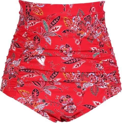 COCOPEAR Women's Ruched High Waisted Bikini Bottom