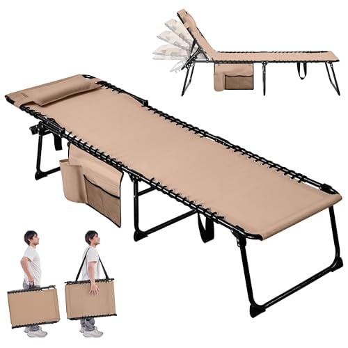 Yaheetech 22.4" Outdoor Folding Tanning Chair, Beige