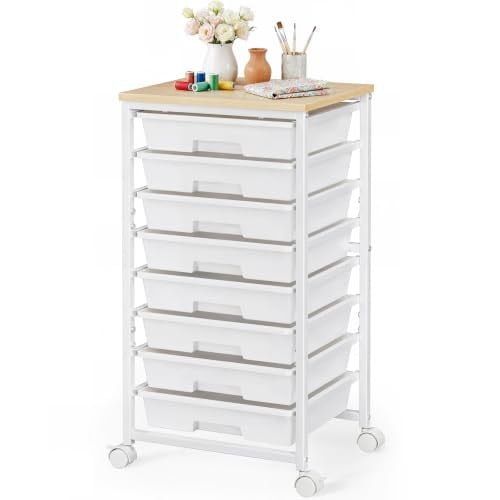 Pipishell Rolling Cart with 8 Drawers