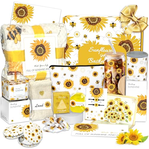 Sunflower Gift Baskets for Women Sending Sunshine Cheer Up Box Deal