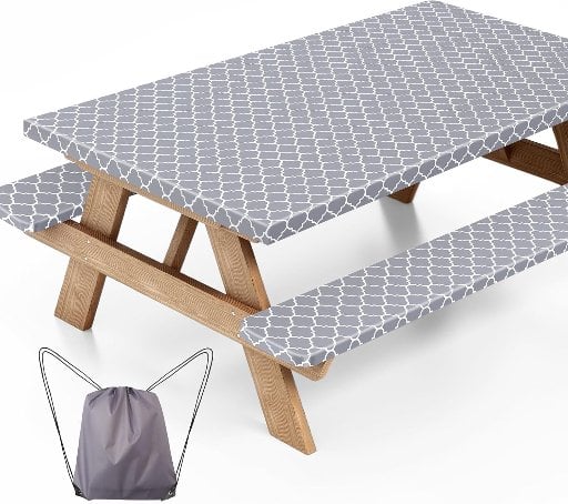 Picnic Table Cover with Bench Covers and Bag, Waterproof, 72x30 Inches, 3pc Set