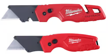 Milwaukee Fastback 6.87 in. Press and Flip Folding Utility Knife Set Red 2 pk Deal