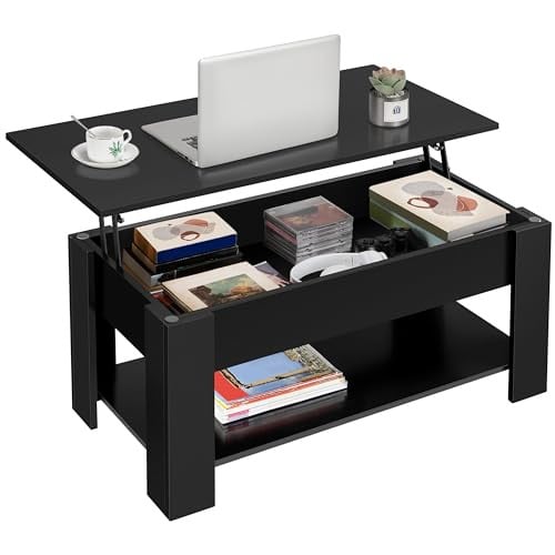Yaheetech Wooden Coffee Table with Lift Top and Large Hidden Storage Shelf