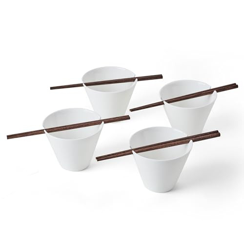 Mikasa Delray Bone China Noodle Ramen Bowls with Chopsticks
