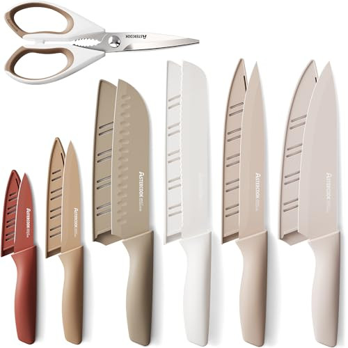 Astercook 13-Piece Stainless Steel Kitchen Knives Set w/ Blade Guards