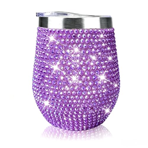 12oz Bling Wine Tumbler with Lid and Straw Deal