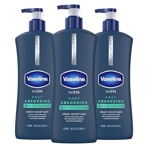 Vaseline Men's Healing Moisture Hand & Body Lotion 20.3 oz, 3-Pack Deal