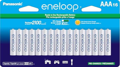 Panasonic eneloop AAA 2100 Cycle Ni-MH Pre-Charged Rechargeable Batteries 16-Count