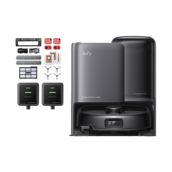 Eufy E25 Omni 20000PA Robot Vacuum and Hydrojet Mop + Accessories Package + 2x Cleaning Solutions and Bonus 600ml Cleaning Solution Deal
