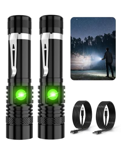Hoxida 2000lm Zoomable Rechargeable LED Tactical Flashlight 2-Pack