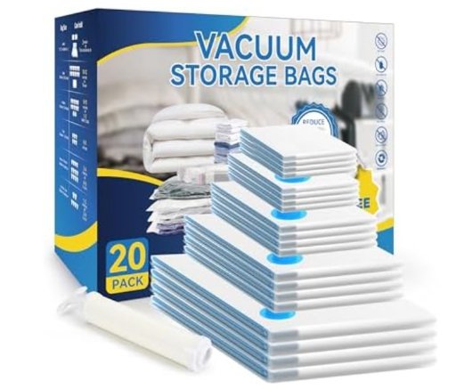 Simple Deluxe Vacuum Storage Bags 20-Pack with Hand Pump