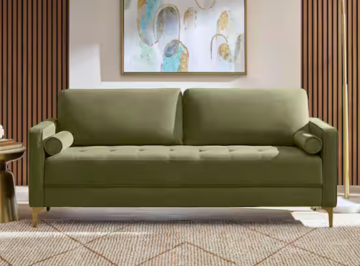 Goodwin 75.6" Square Arm Velvet Rectangle Sofa