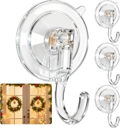 Clear Removable and Reusable Suction Cup Hooks (4-Pack) Deal