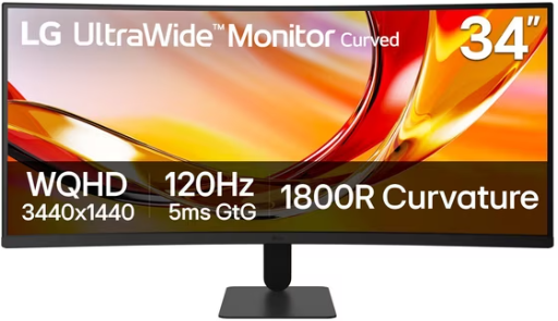 LG 34" UltraWide WQHD 1440p 1800R Curved Office Monitor Deal