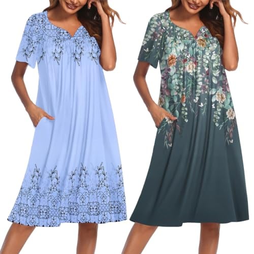 Ekouaer 2 Pack House Dresses for Women with Pockets Short Sleeve Moo Moos Deal