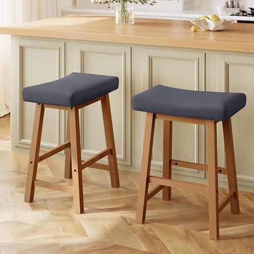 Yaheetech 24 Inch Counter Height Bar Stools Set of 2, Dark Gray Deal