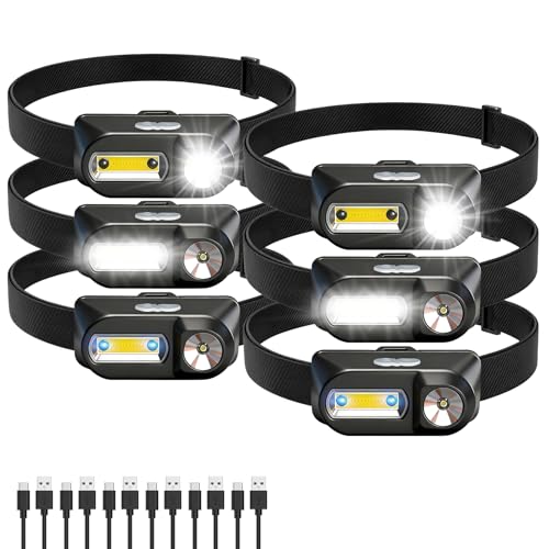 6-Pack Rechargeable Headlamps, 3000 Lumen