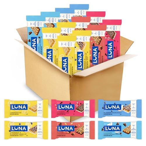 LUNA Bar Variety Pack, 6 Flavors, Gluten Free Snack Bars, 12ct Deal