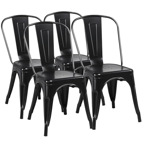 Yaheetech Stackable Metal Chairs - Set of 4