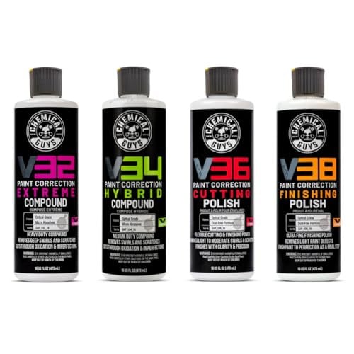 (Prime Deal) Chemical Guys V Line Car Polish and Compound Kit - Complete Paint Correction System, 4 x 16 fl oz Deal