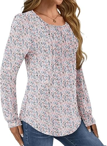 GKBK Women's Long Sleeve Pleated Tunic Top Deal