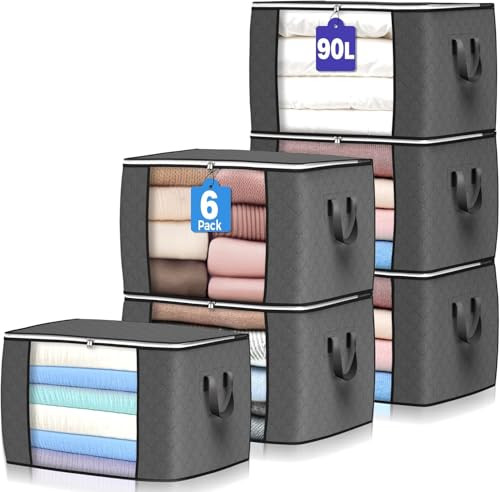 Budding Joy Foldable Closet Storage Organizer Bags 6-Pack