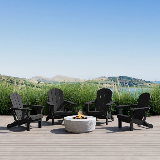 Set of 4 Elland HDPE Folding Adirondack Chairs