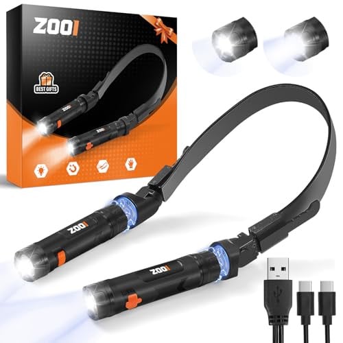 ZOOI Rechargeable 150° Adjustable LED Neck Flashlight w/ Detachable Lights Deal