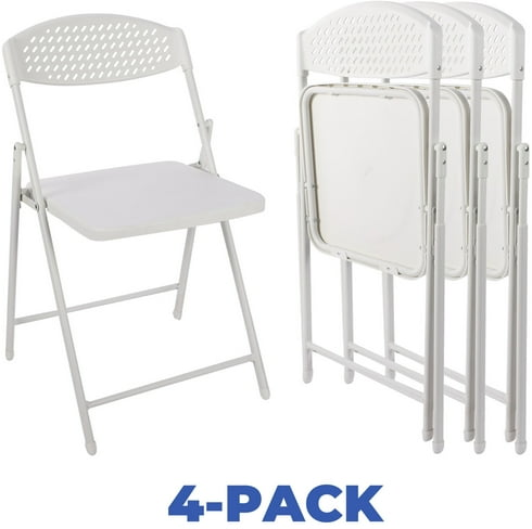 Mainstays Furniture Steel Banquet Folding Chairs White 4-Pack