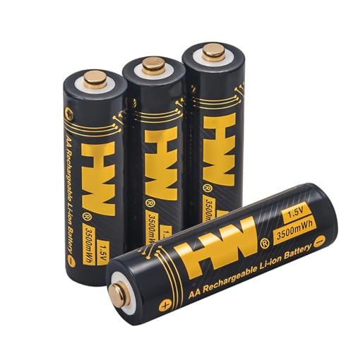 HW USB C Rechargeable AA Lithium Batteries 4-Pack 3500mWh