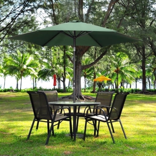 9' Ainfox Outdoor Patio Table Umbrella w/ Push Button Tilt/Crank