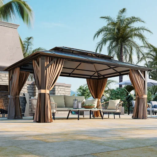 JolyDale 16 ft. x 12 ft. Outdoor Patio Gazebo with Hardtop Double Roof Deal