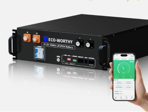 ECO-WORTHY 48V 100Ah 5.12KWh LiFePO4 3U Size V3 Server Rack Battery