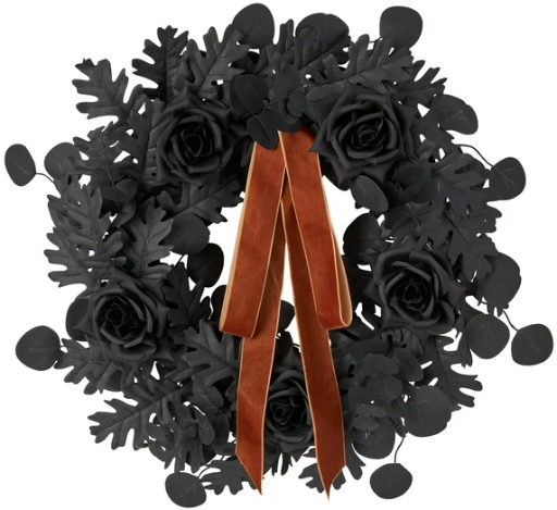 24" Way to Celebrate Oak Leaves and Roses Wreath (Black)