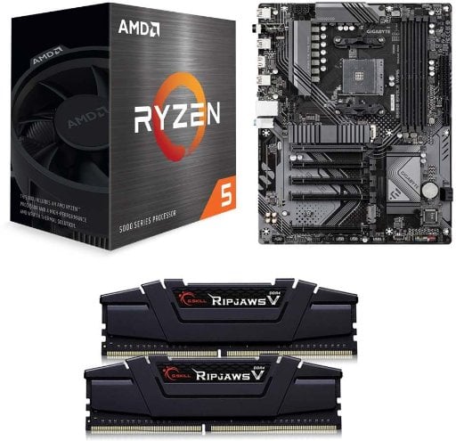 AMD Ryzen 5 5500, Gigabyte B550 Eagle WiFi6 AM4, G.Skill Ripjaws V 16GB DDR4 3200 Kit Computer Build Bundle Deal